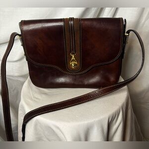 Vintage Umberto Firenze Italian Leather Brown Leather Crossbody Bag - Beautiful!